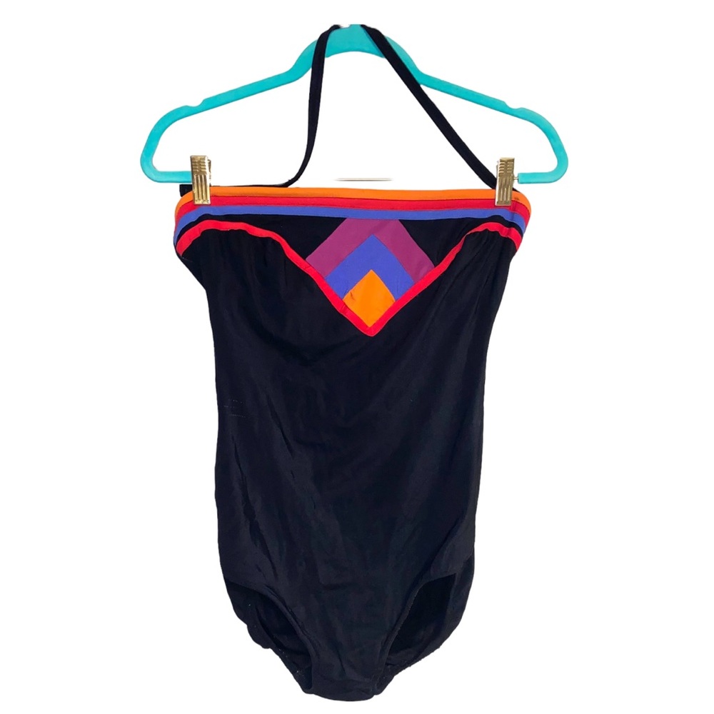 Vintage mod halter or strapless one piece swimsuit, size Large (vintage 16)
